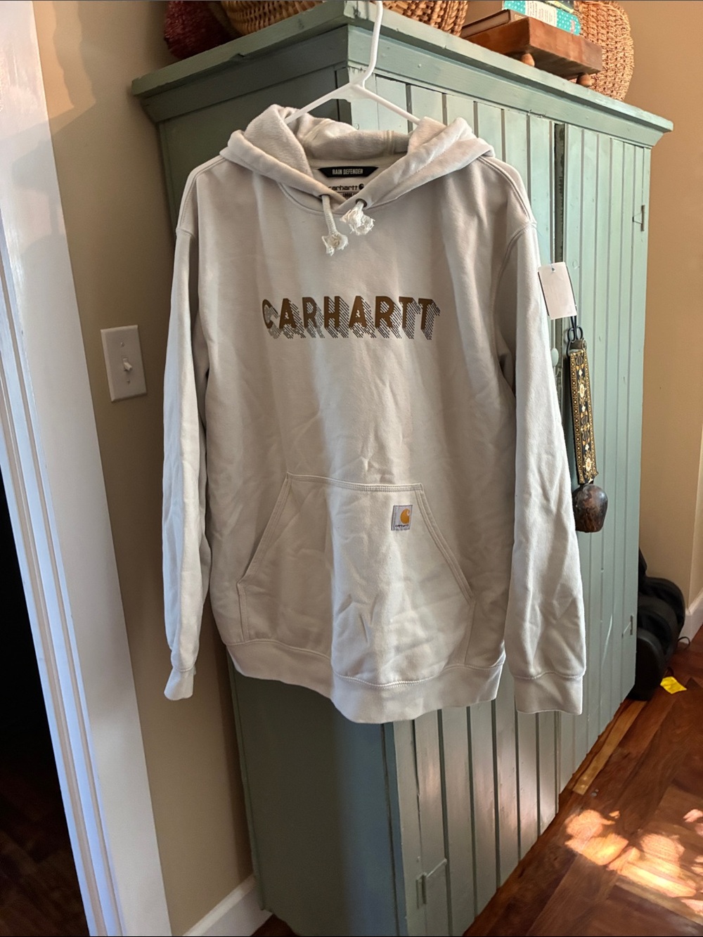Carhartt rain defender Light Beige Pullover Hoodie with Logo